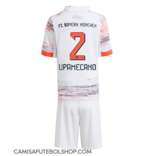 Camisa de time de futebol Bayern Munich Dayot Upamecano #2 Replicas 2º Equipamento Infantil 2025-26 Manga Curta (+ Calças curtas)